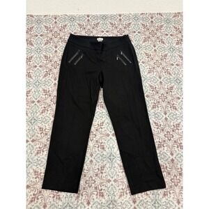 Cache Womens Black Double Zipper Trim Dress Pants Size 6 Side Zip Trousers